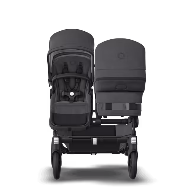 Bugaboo Donkey 5 Duo double stroller black base, mineral washed black fabrics, mineral washed black sun canopy - Main Image Slide 2 of 10