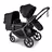 Bugaboo Kangaroo 2-in-1 tandem stroller with one seat above and one bassinet below, with Midnight Black fabrics and Midnight Black sun canopies. - Thumbnail Slide 3 of 18