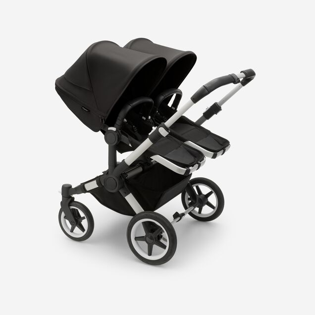 Bugaboo Donkey 5 twin stroller aluminium base, midnight black fabrics, midnight black sun canopy - Main Image Slide 2 of 10