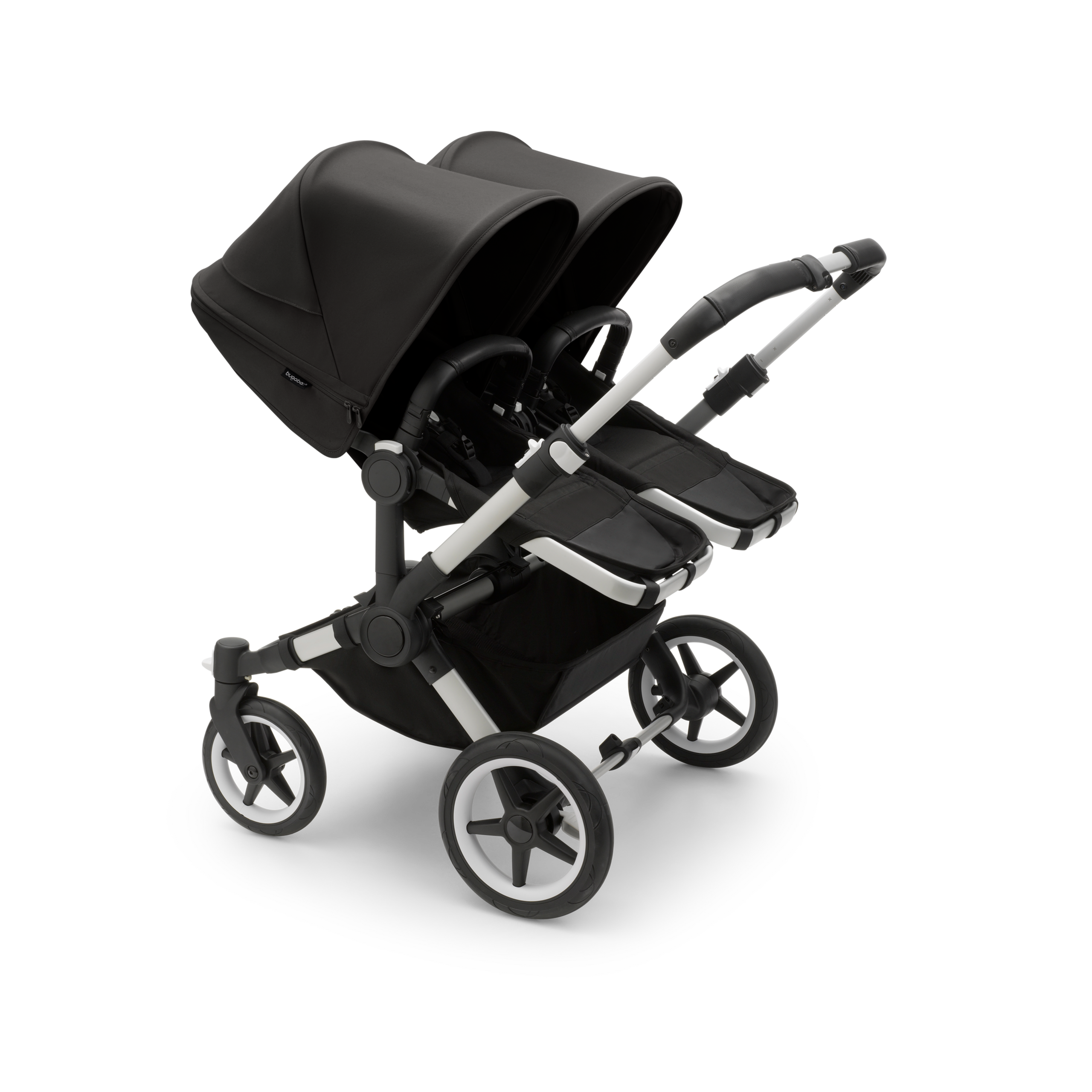 Bugaboo Donkey 5 twin stroller aluminium base, midnight black fabrics, midnight black sun canopy - Thumbnail Slide 2 of 10