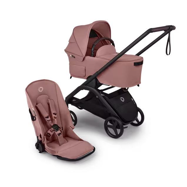 Bugaboo Dragonfly Plus 2-in-1 stroller black base, dusty pink fabrics, dusty pink sun canopy  - Main Image Slide 1 of 11