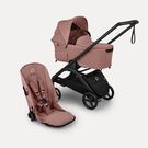 Bugaboo Dragonfly Plus 2-in-1 stroller black base, dusty pink fabrics, dusty pink sun canopy