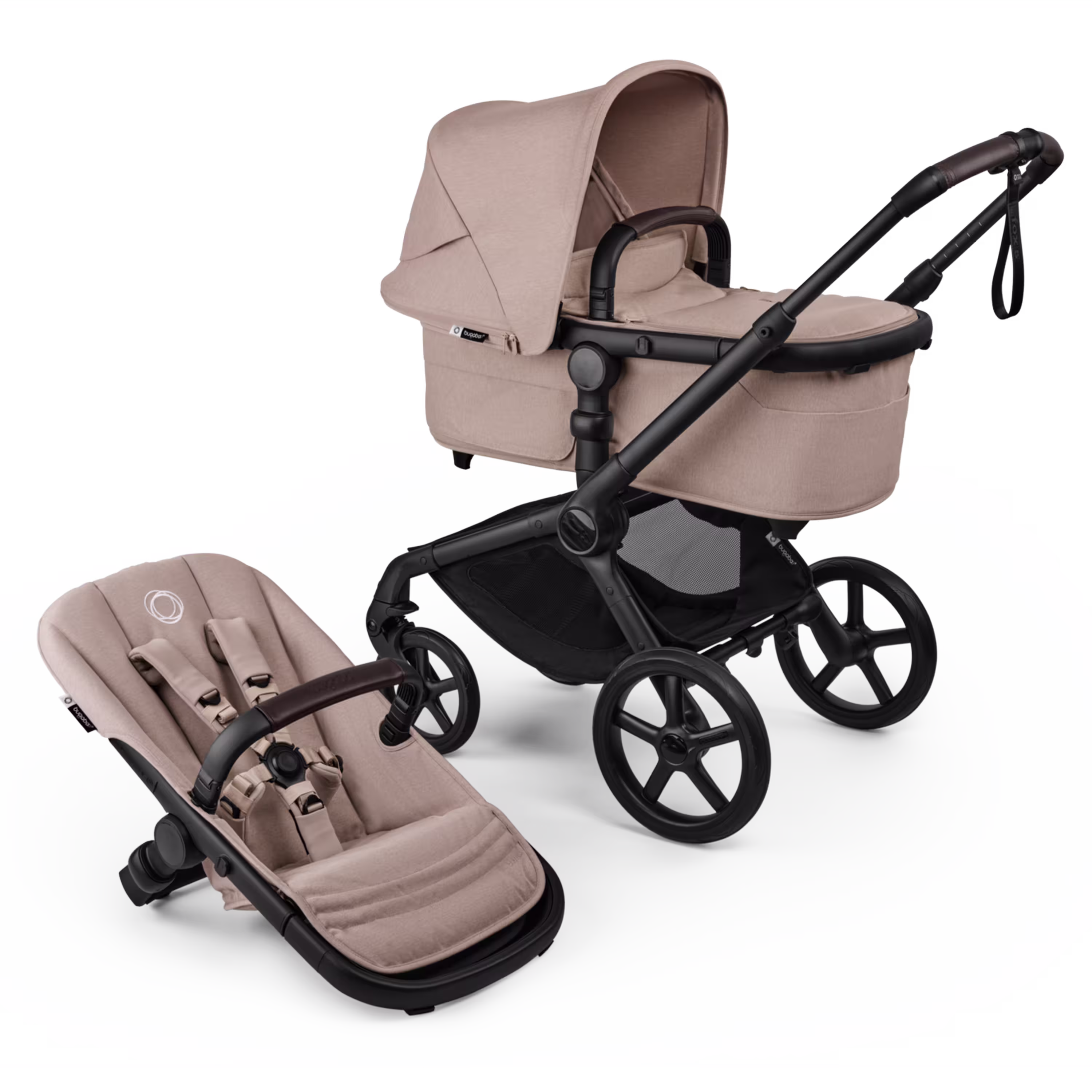 Bugaboo Fox 5 Renew 2-in-1 pram black base, desert taupe fabrics, desert taupe sun canopy - Main Modal Image Slide 1 of 13