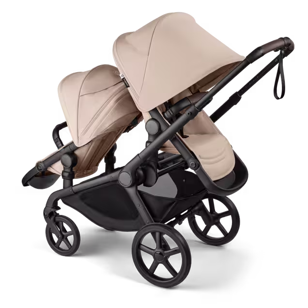 Bugaboo Kangaroo 2-in-1 tandem stroller with one seat facing the parent and one seat facing the world, with Desert Taupe fabrics and Desert Taupe sun canopies. - Main Image Slide 5 of 18