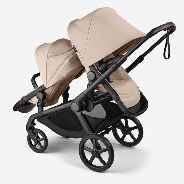 Bugaboo Kangaroo 2-in-1 tandem stroller with one seat facing the parent and one seat facing the world, with Desert Taupe fabrics and Desert Taupe sun canopies. - Main Image Slide 5 of 18