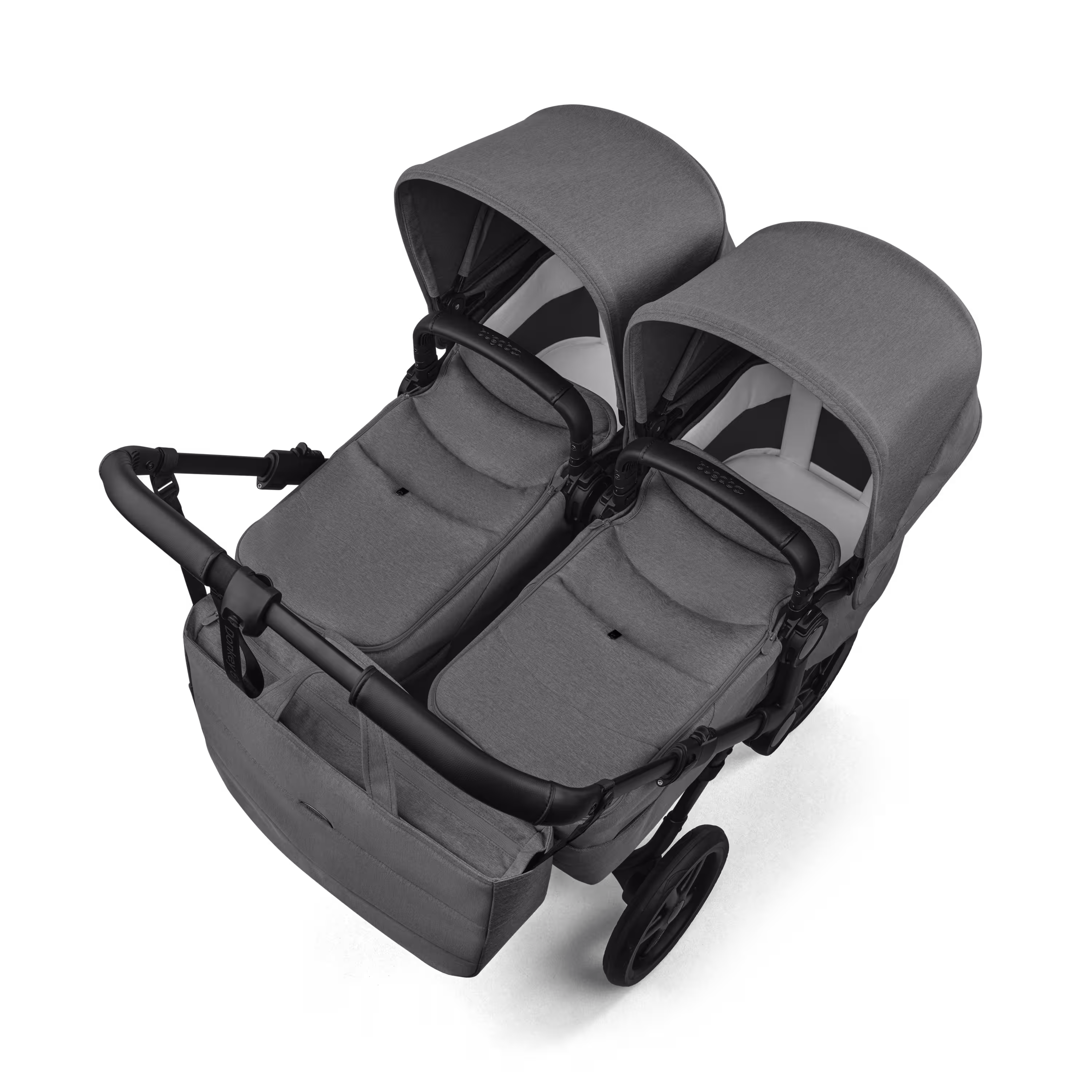 Bugaboo Donkey 6 twin pushchair black base, moon grey fabrics, moon grey sun canopy - Main Modal Image Slide 3 of 9