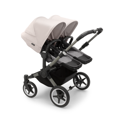 Bugaboo Donkey 5 Twin bassinet and seat stroller graphite base, grey mélange fabrics, misty white sun canopy - view 2