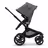 Side view of the Bugaboo Fox 5 seat stroller with black chassis, grey melange fabrics and forest green sun canopy. - Thumbnail Slide 3 of 12