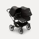 Bugaboo Donkey 5 Duo double stroller aluminium base, midnight black fabrics, midnight black sun canopy