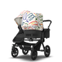Bugaboo Donkey 5 Duo bassinet and seat stroller black base, midnight black fabrics, art of discovery white sun canopy - Thumbnail Slide 7 of 12