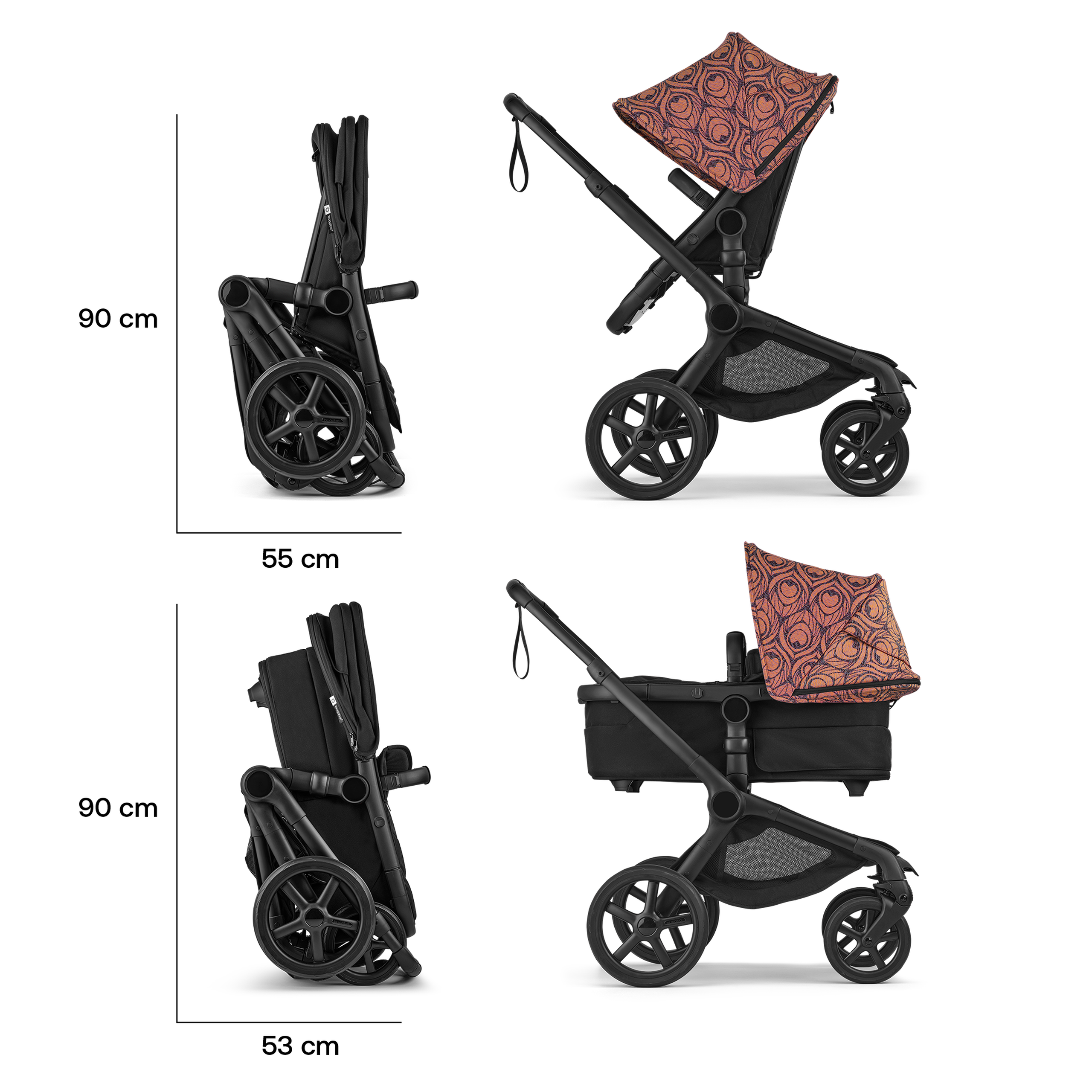 Bugaboo X Artipoppe Fox 5 Renew Limited Edition 2-in-1 stroller black base, heritage black fabrics, bugaboo x artipoppe sun canopy - Thumbnail Slide 9 of 10