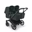 Bugaboo Donkey 6 twin stroller black base, fern green fabrics, fern green sun canopy view 1 - Thumbnail Slide 1 of 9