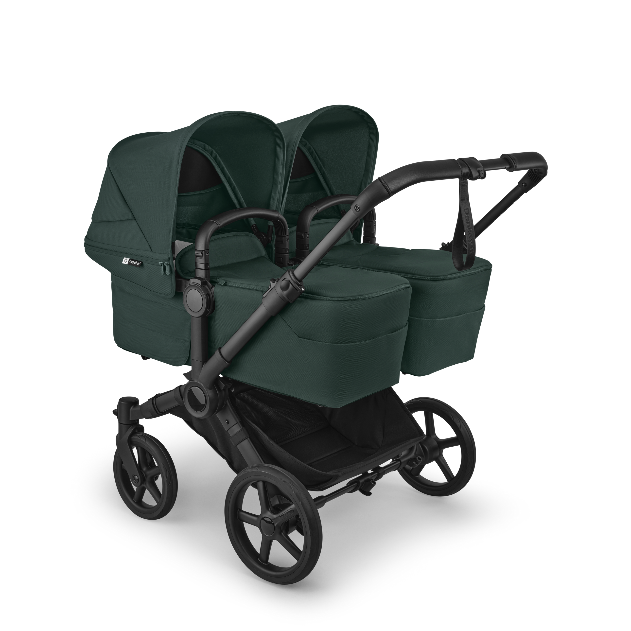 Bugaboo Donkey 6 twin stroller black base, fern green fabrics, fern green sun canopy - Thumbnail Slide 2 van 6