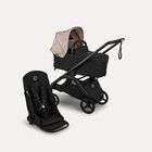 Bugaboo x Konges SlØjd limited edition Dragonfly bassinet and seat stroller black base, midnight black fabrics, desert taupe melange sun canopy