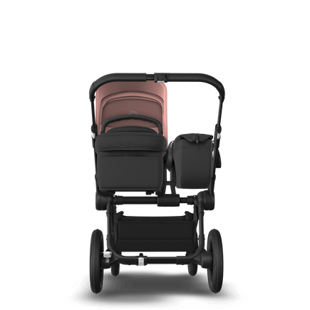 Bugaboo Donkey 5 Mono bassinet and seat stroller black base, midnight black fabrics, morning pink sun canopy - view 2