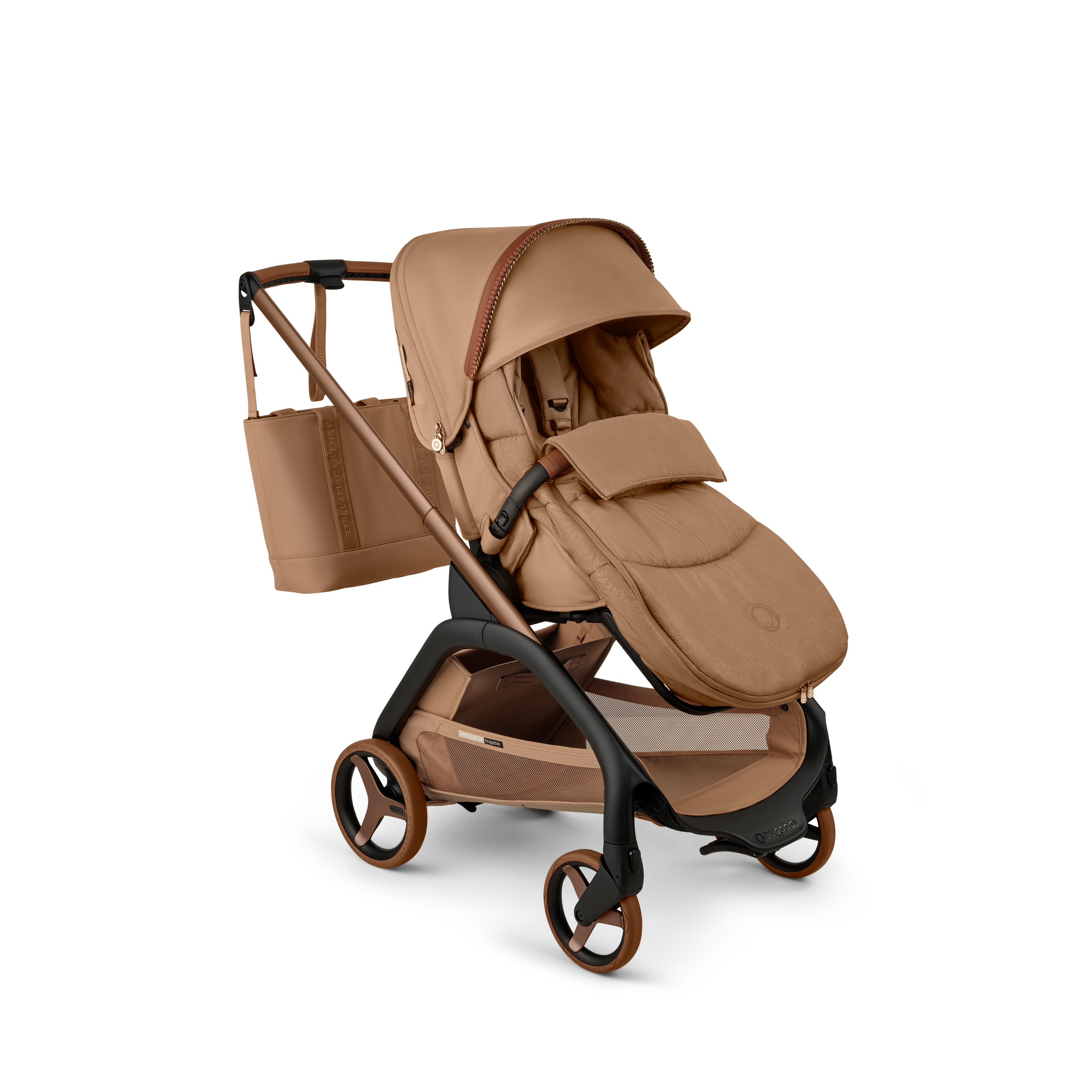 Bugaboo x Stella McCartney Dragonfly Plus seat stroller tobacco brown base, tobacco brown fabrics, tobacco brown sun canopy - Thumbnail Slide 12 of 12