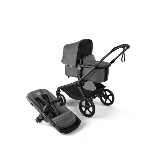 Bugaboo Kangaroo 2-in-1 stroller black base, moon grey fabrics, moon grey sun canopy - Main Image Slide 1 of 18