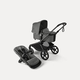Bugaboo Kangaroo 2-in-1 stroller black base, moon grey fabrics, moon grey sun canopy