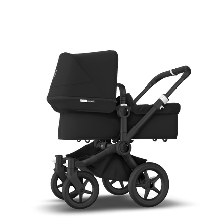 Bugaboo Donkey 3 Mono seat and bassinet stroller black sun canopy, black fabrics, black base