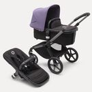 Bugaboo Fox 5 2-in-1 stroller graphite base, midnight black fabrics, astro purple sun canopy