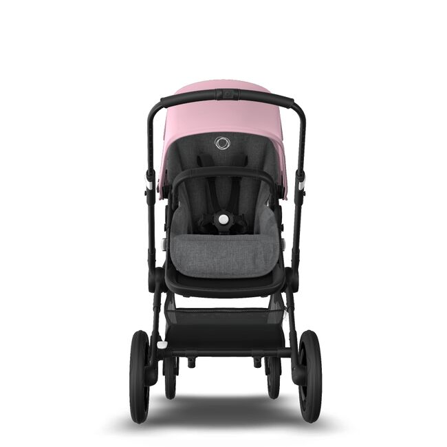 Bugaboo Fox 2 Seat and Bassinet Stroller soft pink sun canopy grey melange style set, black chassis - Main Image Slide 3 of 6
