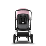 Bugaboo Fox 2 Seat and Bassinet Stroller soft pink sun canopy grey melange style set, black chassis - Thumbnail Slide 3 of 6