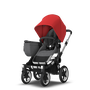 Bugaboo Donkey 3 Mono Complete Red sun canopy, grey melange seat, aluminum chassis - Thumbnail Slide 3 of 5