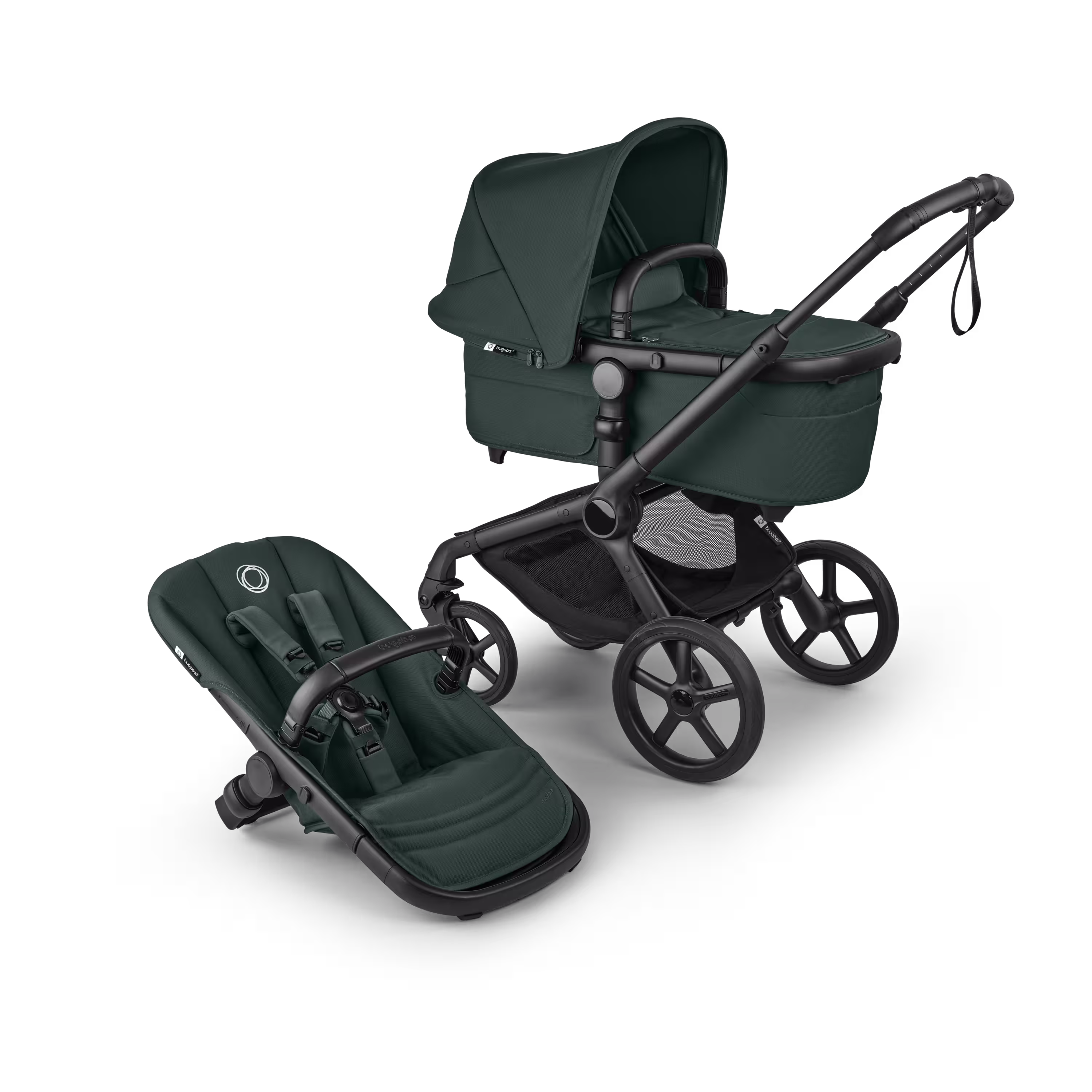 Bugaboo Fox 5 Renew 2-in-1 stroller black base, fern green fabrics, fern green sun canopy - Main Modal Image Slide 1 of 12
