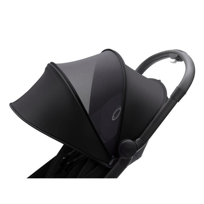Bugaboo Butterfly seat stroller black base, midnight black fabrics, midnight black sun canopy - Main Image Slide 13 of 15