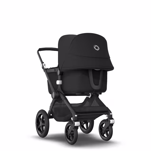 Bugaboo Fox 2 seat and bassinet pram black sun canopy, black fabrics, black chassis - Main Image Slide 1 of 8