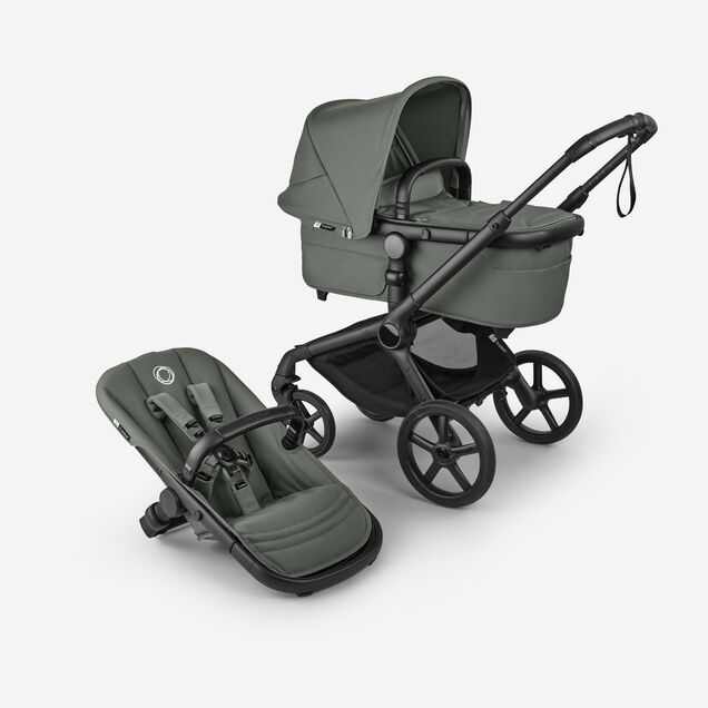 Bugaboo Fox 5 Renew 2-in-1 stroller black base, forest green fabrics, forest green sun canopy - Main Image Slide 1 of 11