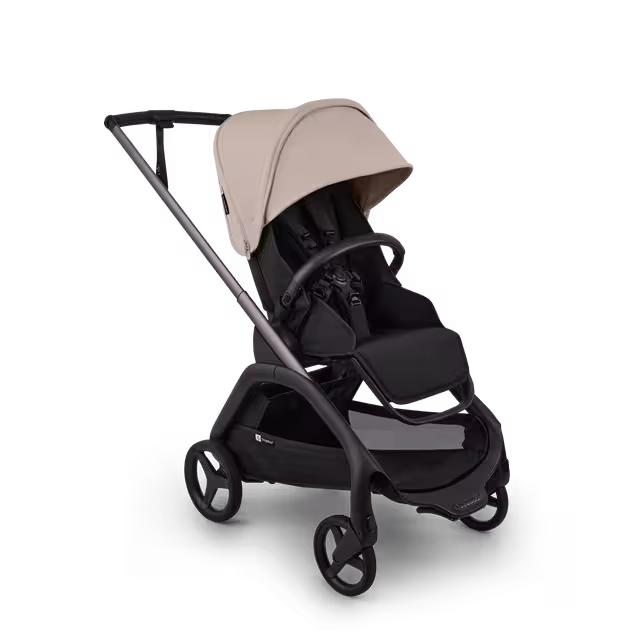 Bugaboo Dragonfly Plus seat stroller graphite base, heritage black fabrics, desert taupe sun canopy - Main Image Slide 1 of 11