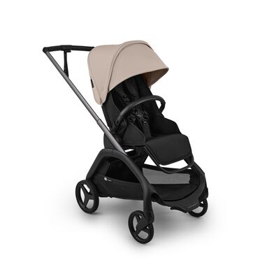 Bugaboo Dragonfly Plus seat stroller graphite base, heritage black fabrics, desert taupe sun canopy