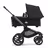 Side view of the Bugaboo Fox 5 bassinet stroller with graphite chassis, midnight black fabrics and midnight black sun canopy. - Thumbnail Slide 2 of 13