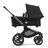 Side view of the Bugaboo Fox 5 bassinet stroller with graphite chassis, midnight black fabrics and midnight black sun canopy. - Thumbnail Slide 2 of 13