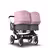 Bugaboo Donkey 3 Twin seat and carrycot pushchair soft pink sun canopy, grey melange fabrics, aluminium base - Thumbnail Slide 1 of 9