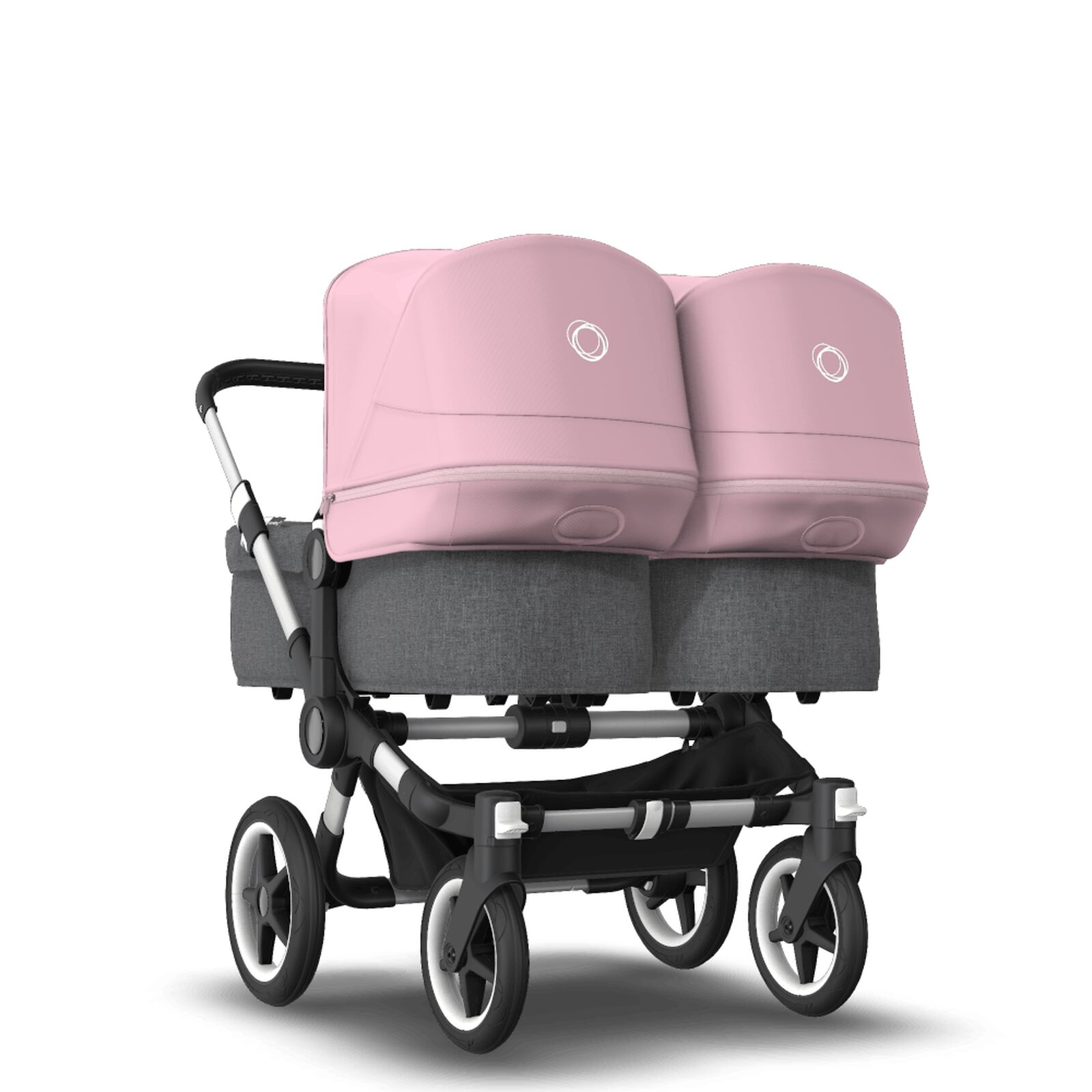 Bugaboo Donkey 3 Twin Bassinet And Seat Stroller Soft Pink Sun Canopy Grey Melange Fabrics Aluminum Chassis Bugaboo Cz