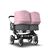 Bugaboo Donkey 3 Twin seat and carrycot pushchair soft pink sun canopy, grey melange fabrics, aluminium base - Thumbnail Slide 1 of 9