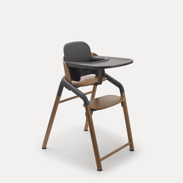 Bugaboo Giraffe chair in warm wood/grey with baby set and tray in grey. - Main Image Slide 3 of 4