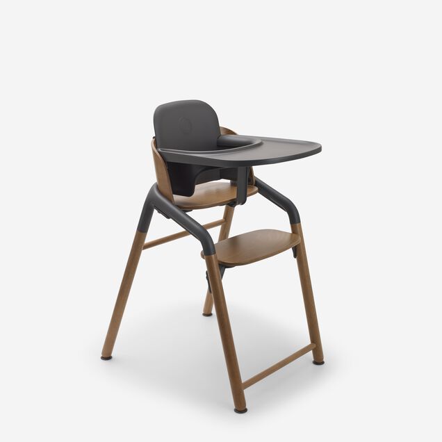 Bugaboo Giraffe chair in warm wood/grey with baby set and tray in grey. - Main Image Slide 3 of 4