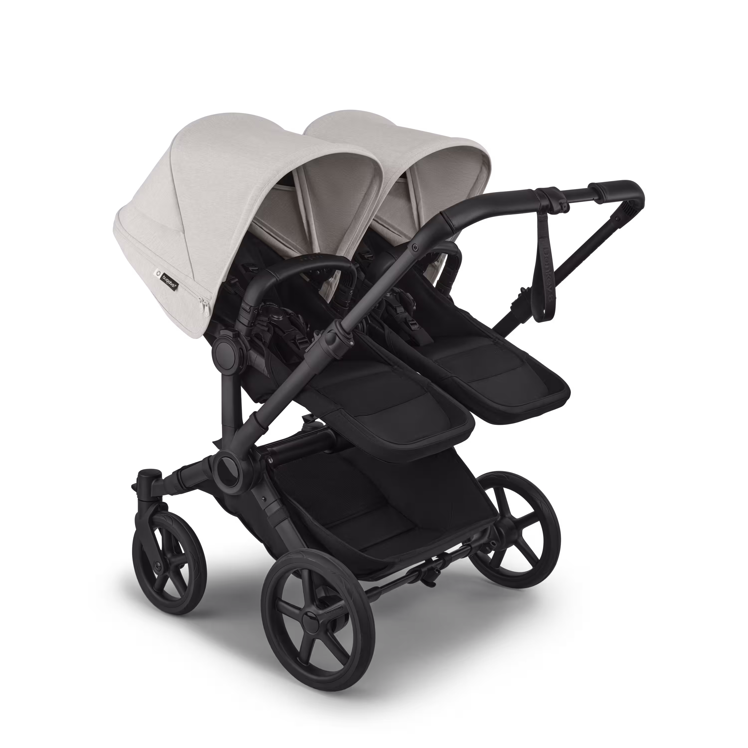 Bugaboo Donkey 6 twin stroller black base, heritage black fabrics, misty white sun canopy - Main Modal Image Slide 2 of 8
