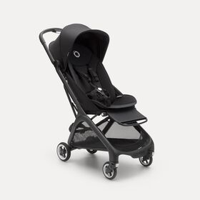 Bugaboo Butterfly travel stroller black base, midnight black fabrics, midnight black sun canopy