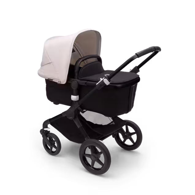 Bugaboo Fox 3 bassinet and seat stroller black base, midnight black fabrics, misty white sun canopy - Main Image Slide 2 of 9