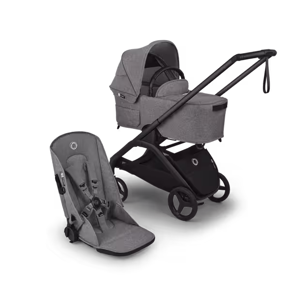 Bugaboo Dragonfly Plus 2-in-1 stroller black base, grey melange fabrics, grey melange sun canopy - Main Image Slide 1 of 11