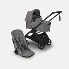 Bugaboo Dragonfly Plus 2-in-1 stroller black base, grey melange fabrics, grey melange sun canopy