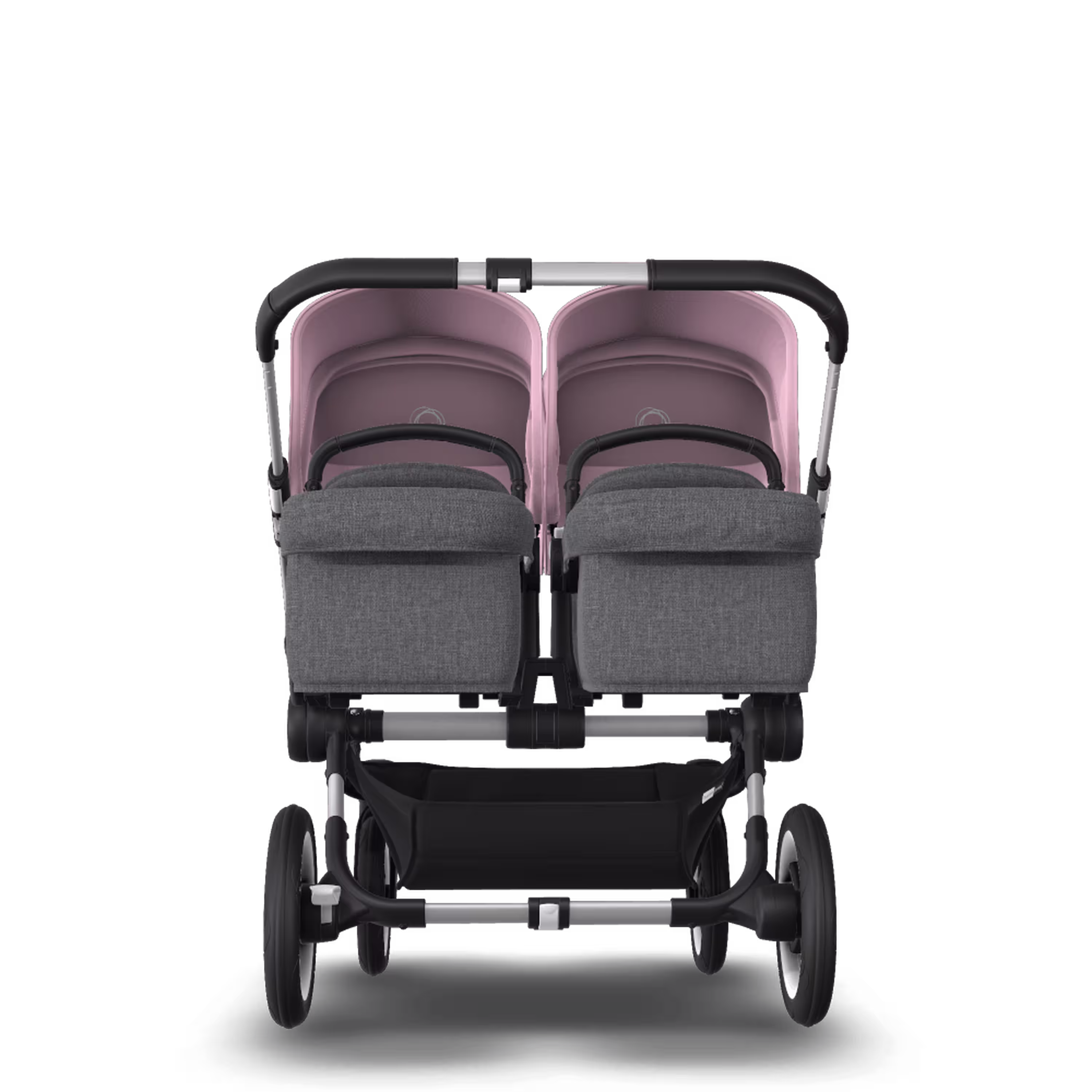 Bugaboo Donkey 3 Twin seat and carrycot pushchair soft pink sun canopy, grey melange fabrics, aluminium base - Main Modal Image Slide 3 of 9