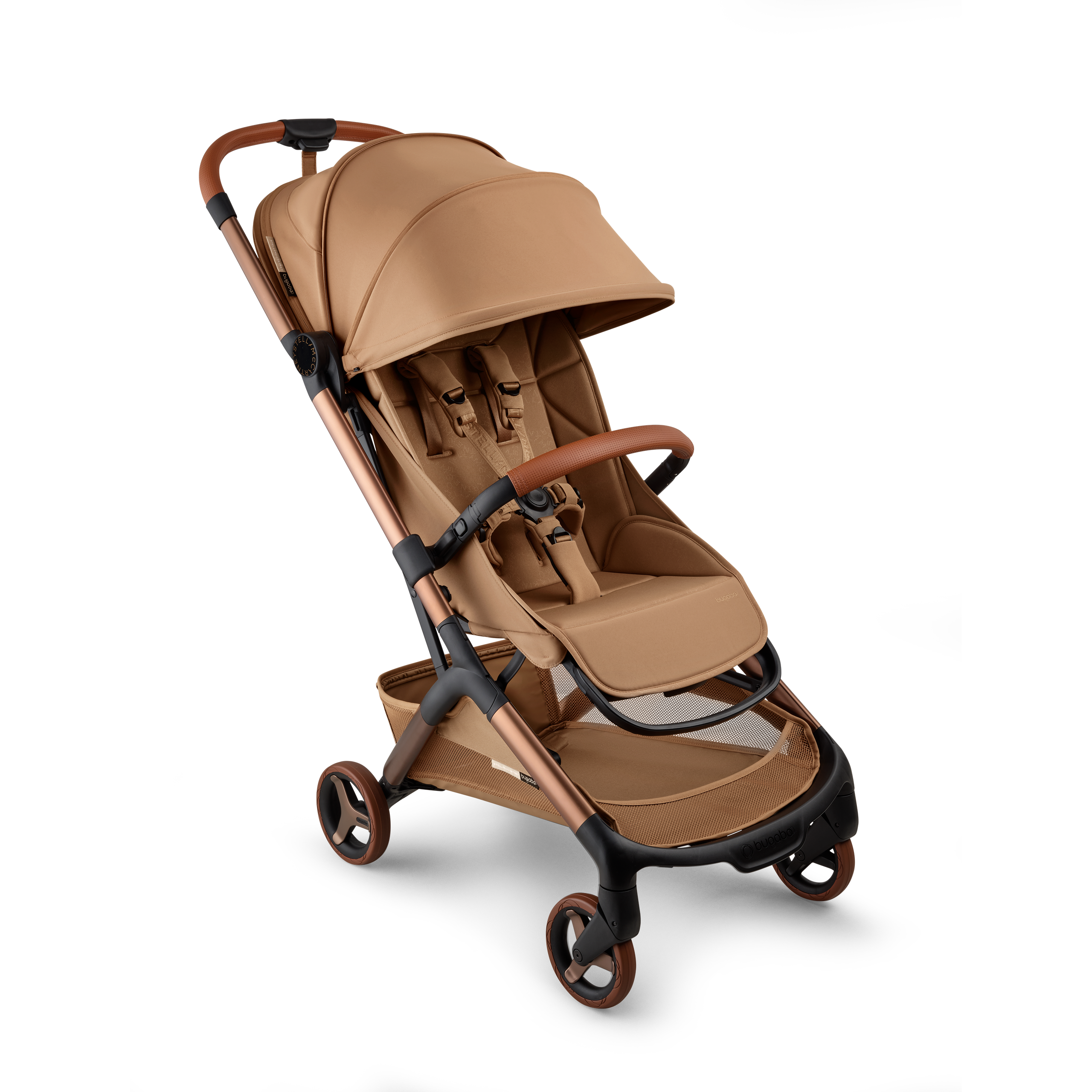 Bugaboo x Stella McCartney Butterfly 2 travel pushchair tobacco brown base, tobacco brown fabrics, tobacco brown sun canopy - Thumbnail Slide 3 of 11