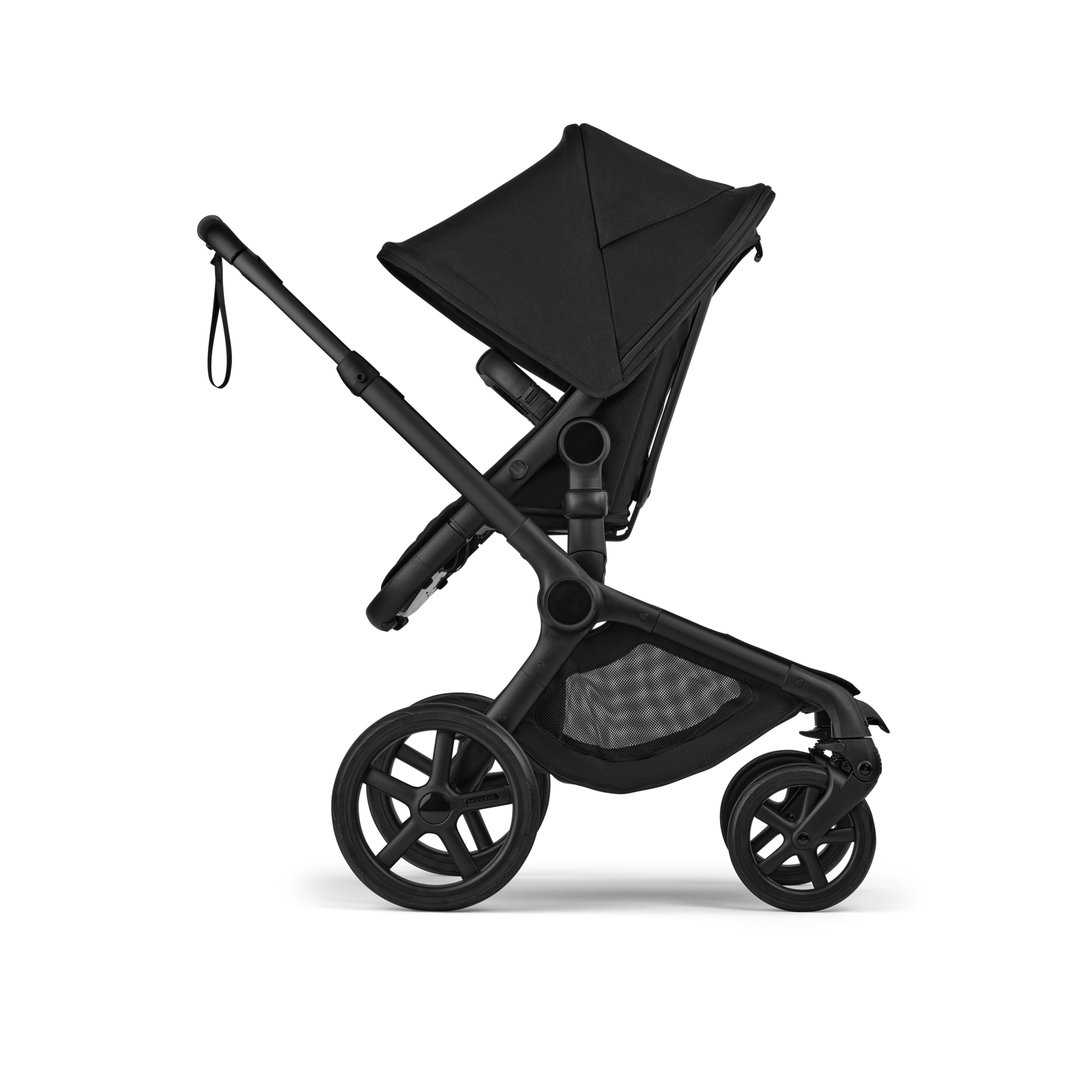 Bugaboo Fox 5 Renew seat stroller, with black chassis, Heritage Black fabrics, and Heritage Black sun canopy. - Thumbnail Slide 3 of 12