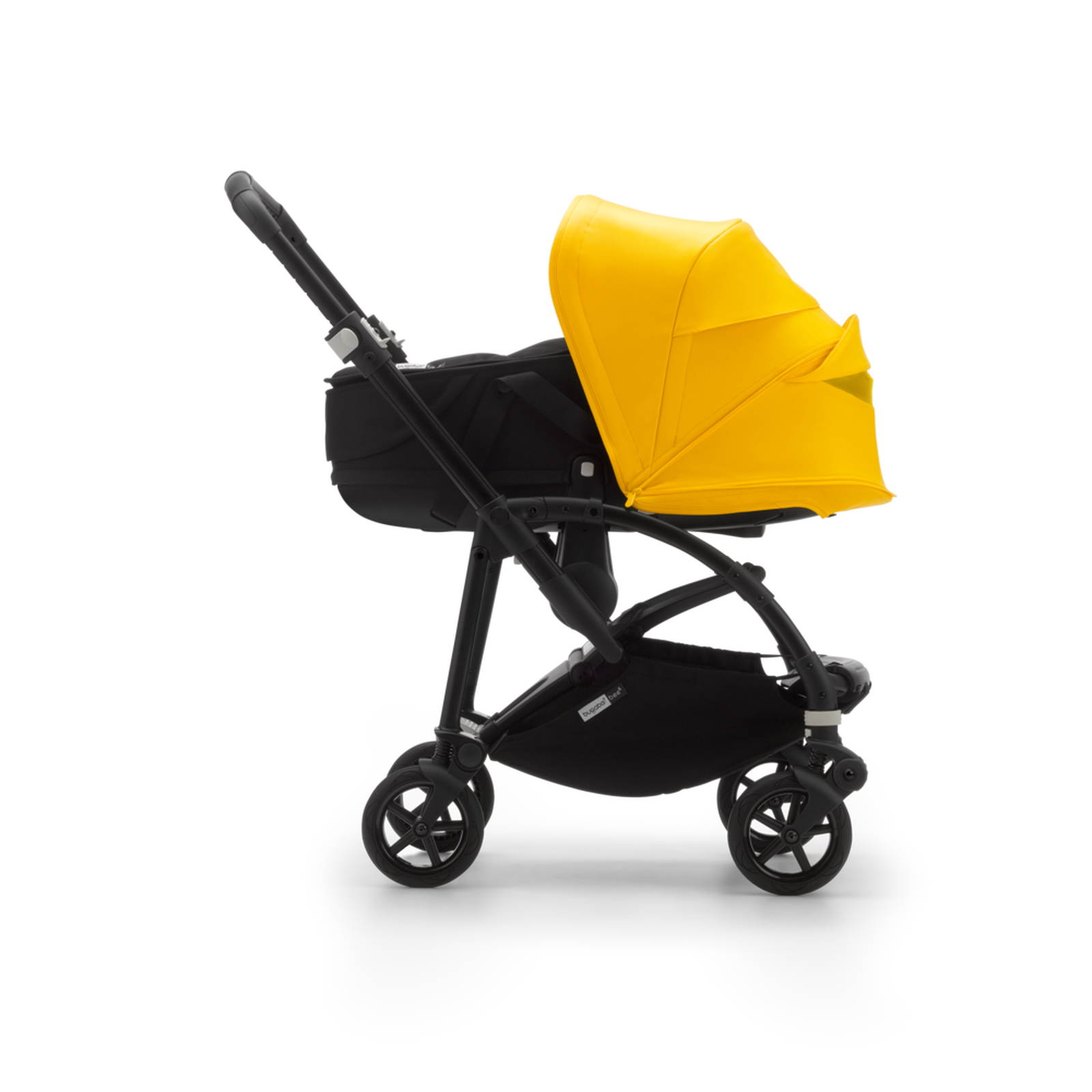 Bugaboo Bee 6 and seat stroller Lemon yellow sun canopy, black