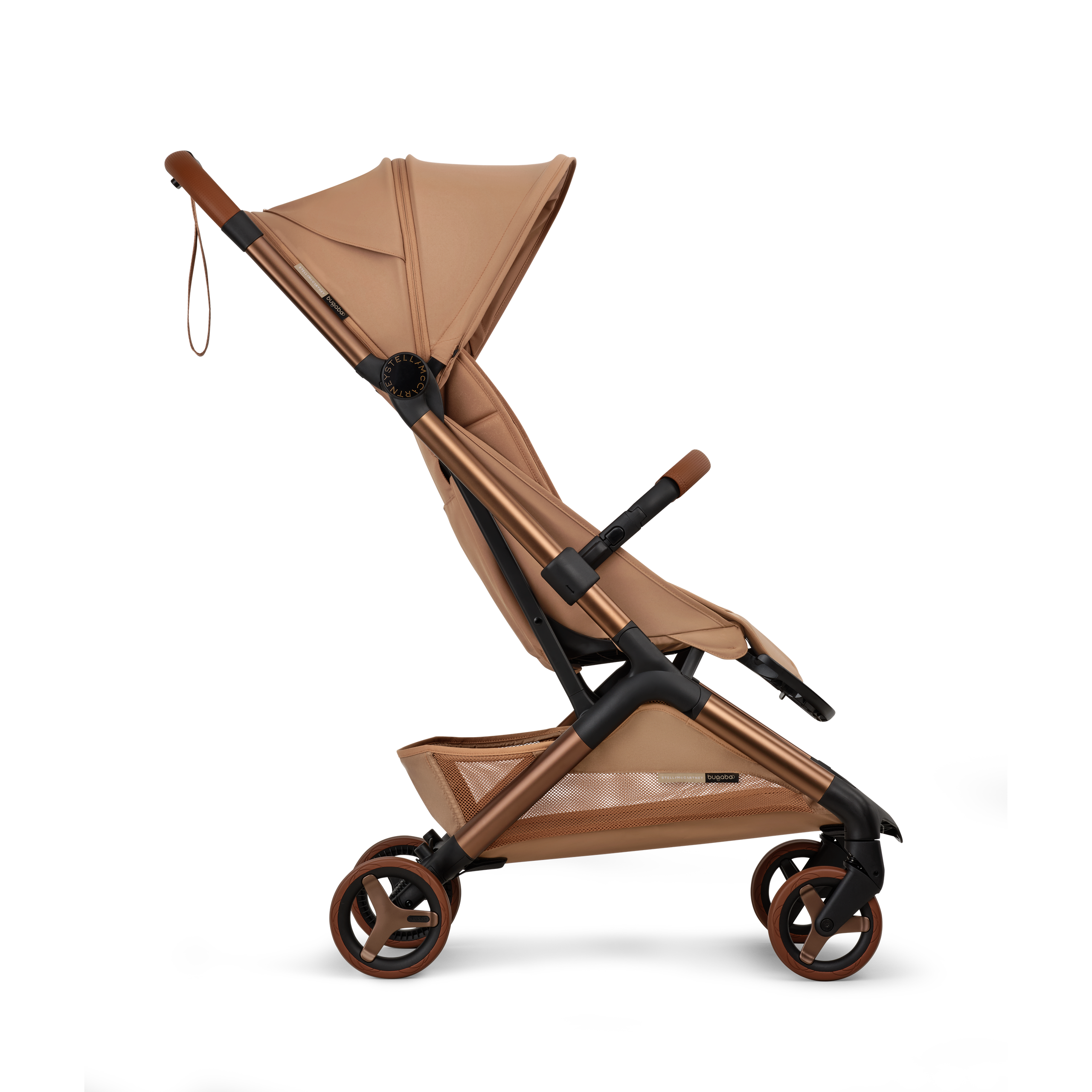 Bugaboo x Stella McCartney Butterfly 2 travel pushchair tobacco brown base, tobacco brown fabrics, tobacco brown sun canopy - Thumbnail Slide 2 of 11